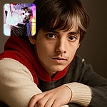 A cozy cat lounges on a bed surrounded by colorful blankets, with a dreamy vintage filter and light leaks adding a nostalgic vibe to the scene.