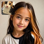 A wide-eyed calico cat stares into the camera like it has just discovered the internet, paws neatly tucked while its magnificent whiskers conduct a tiny feline orchestra.