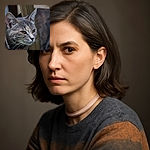 A close-up of a curious cat peeking through wooden slats, its golden eyes focused and whiskers twitching in anticipation, with a soft blurred background highlighting its fur texture.