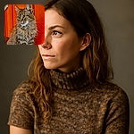 A fluffy tabby cat with expressive eyes poses gracefully against a warm orange wooden background, looking off to the side as if contemplating the mysteries of the universe or where the next snack might be.