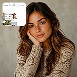 A tablet screen shows a Google visual-search page packed with dachshund results, including a spotted little dog looking up dramatically as if it has just discovered its internet celebrity status. The image is mainly a screenshot of a browser interface with a large loading panel on the right and black borders around the display.