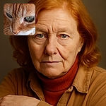 A close-up shot of an orange tabby cat with striking green eyes, showcasing the intricate details of its fur and whiskers. The cat appears calm and contemplative, with soft natural lighting highlighting its facial features.