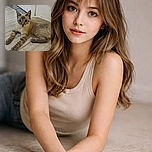 A curious cat with striking blue eyes lounges on a rustic wooden floor, stretching its paws out like it's ready for a playful pounce or a cozy nap. The background features a simple white wall and a doorway, giving a calm and homely vibe.