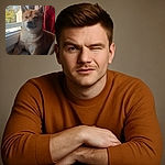 A charming dog lounges comfortably by a window, basking in the soft daylight with one eye winking like it's sharing a secret joke. The cozy blanket and red curtain add warmth and homeliness to the scene.