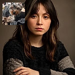 A cozy little dog lying on a fluffy blanket, looking curiously at the camera with a slightly blurred face, surrounded by household items and soft textures that create a warm indoor vibe.