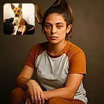A charming dog with large, upright ears sits awkwardly on a black blanket against a plain white wall, looking curiously at the camera with soulful eyes and a slightly tilted head, as if pondering life's mysteries or waiting for a treat.