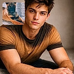 A dignified puppy with radar-dish ears lounges on gravel, giving the camera a soulful, slightly unimpressed stare — equal parts model and snack-evaluator.