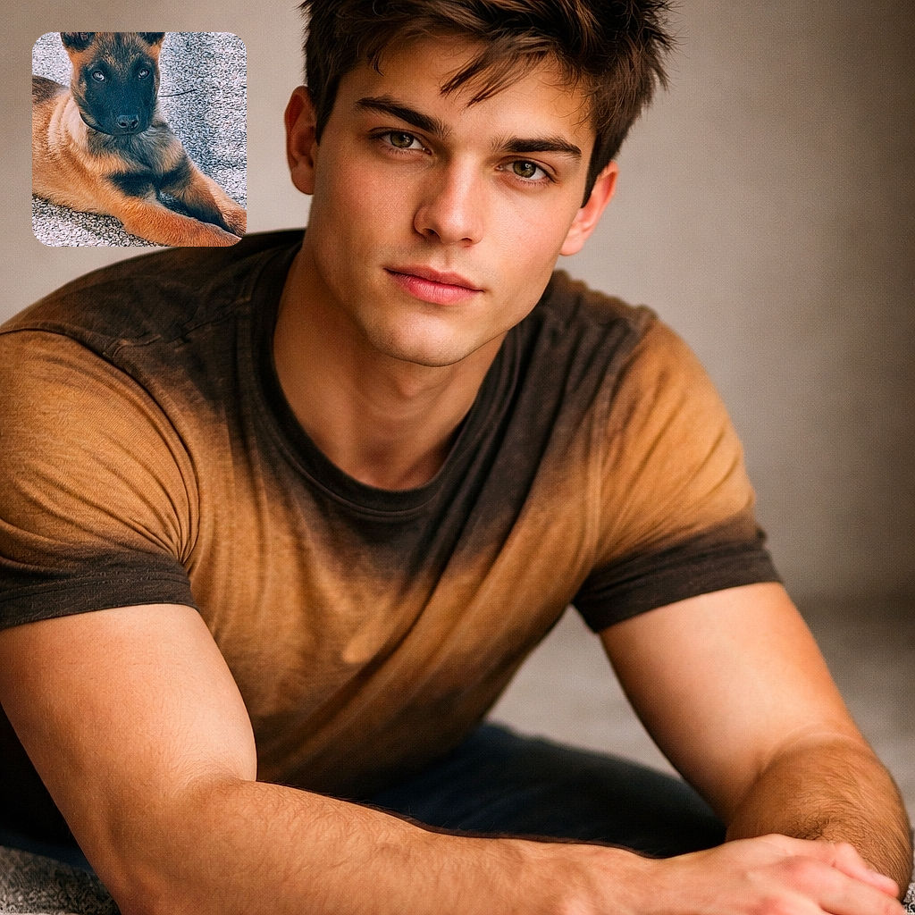 A dignified puppy with radar-dish ears lounges on gravel, giving the camera a soulful, slightly unimpressed stare — equal parts model and snack-evaluator.