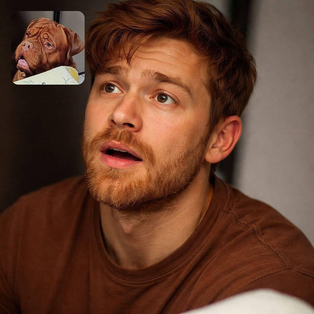 A close-up photo of a wrinkly, expressive brown dog with soulful eyes peeking over a table edge, looking as if it's about to beg for a treat or share some deep doggy wisdom.