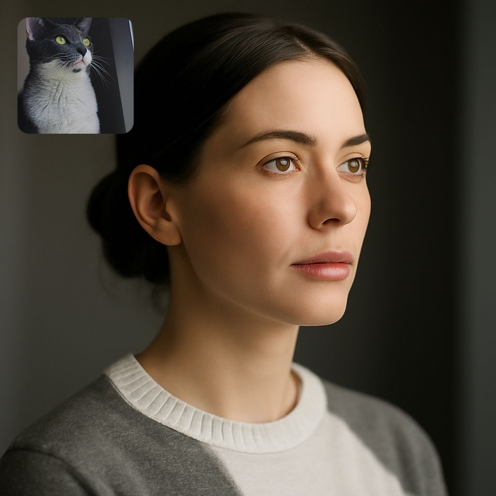 A majestic gray and white cat gazes thoughtfully out of a window, with its bright yellow eyes reflecting the light. The soft focus on the background highlights the cat's detailed fur and whiskers, capturing a serene and contemplative moment.