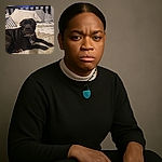 A relaxed black dog lounges on a cozy bed with patterned pillows and a quilt, looking slightly sleepy or unimpressed, as if it's been caught mid-nap by an overly enthusiastic photographer.