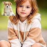 An adorable fluffy puppy with big ears and soulful eyes sits attentively on a soft surface, with a smooth green background that makes the pup look like the star of a puppy calendar.
