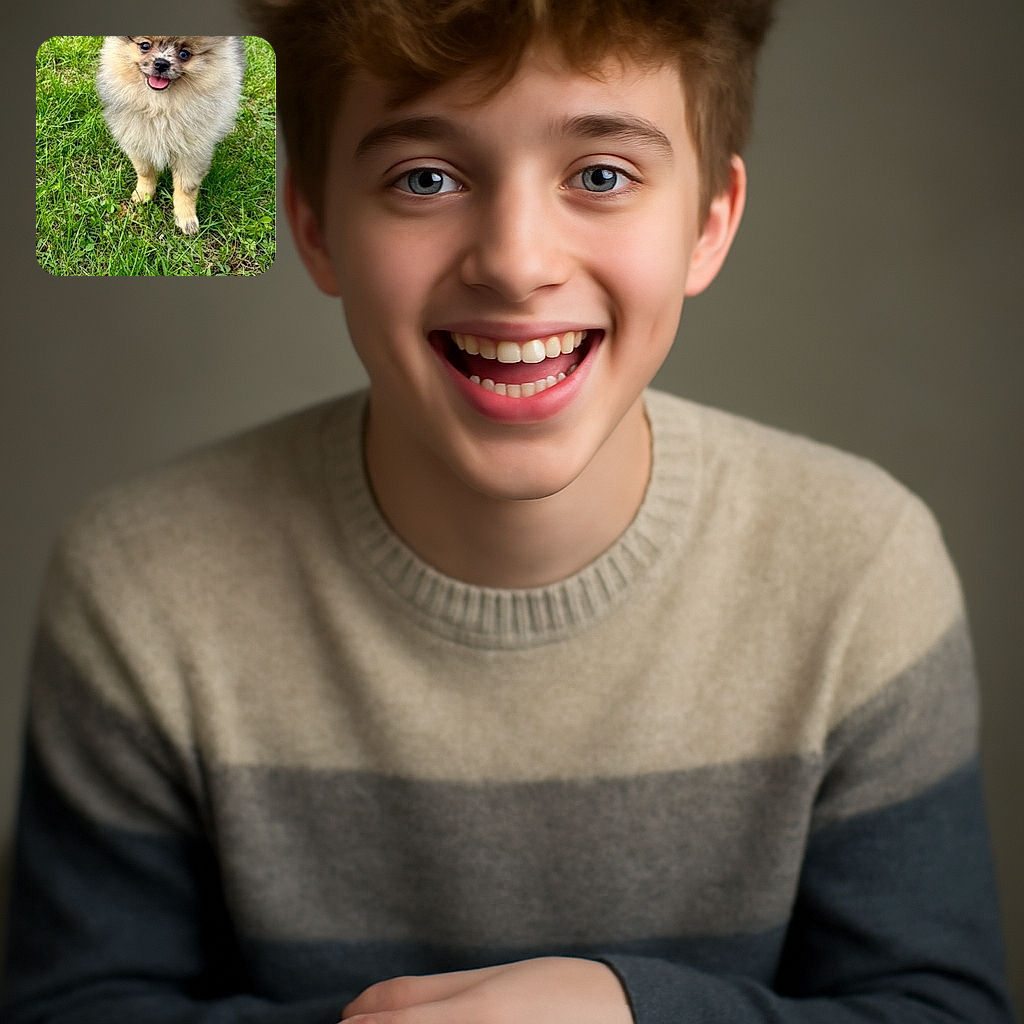 A fluffy, adorable Pomeranian puppy stands on a patch of green grass, tongue out and eyes bright, looking like the fluffiest little cloud of joy ready to brighten anyone's day.