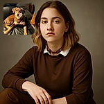 A charming brown dog with tan markings lounges comfortably on a black leather couch, gazing upward with a calm and curious expression. The cozy indoor setting is softly lit, highlighting the dog's shiny coat and relaxed posture.