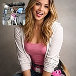 A proud German Shepherd co-pilot sits in the backseat wearing a bright pink harness, tongue flopped out and ears at full alert — posing like they own the car. The leather seats, sunroof and rear window with traffic lights behind frame a ready-for-adventure pet who’s clearly planning the next walk (or snack).