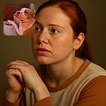 A charming dog lounges comfortably on a soft cushion, gazing thoughtfully into the distance with warm lighting enhancing its gentle expression and the cozy wooden background adding rustic charm.