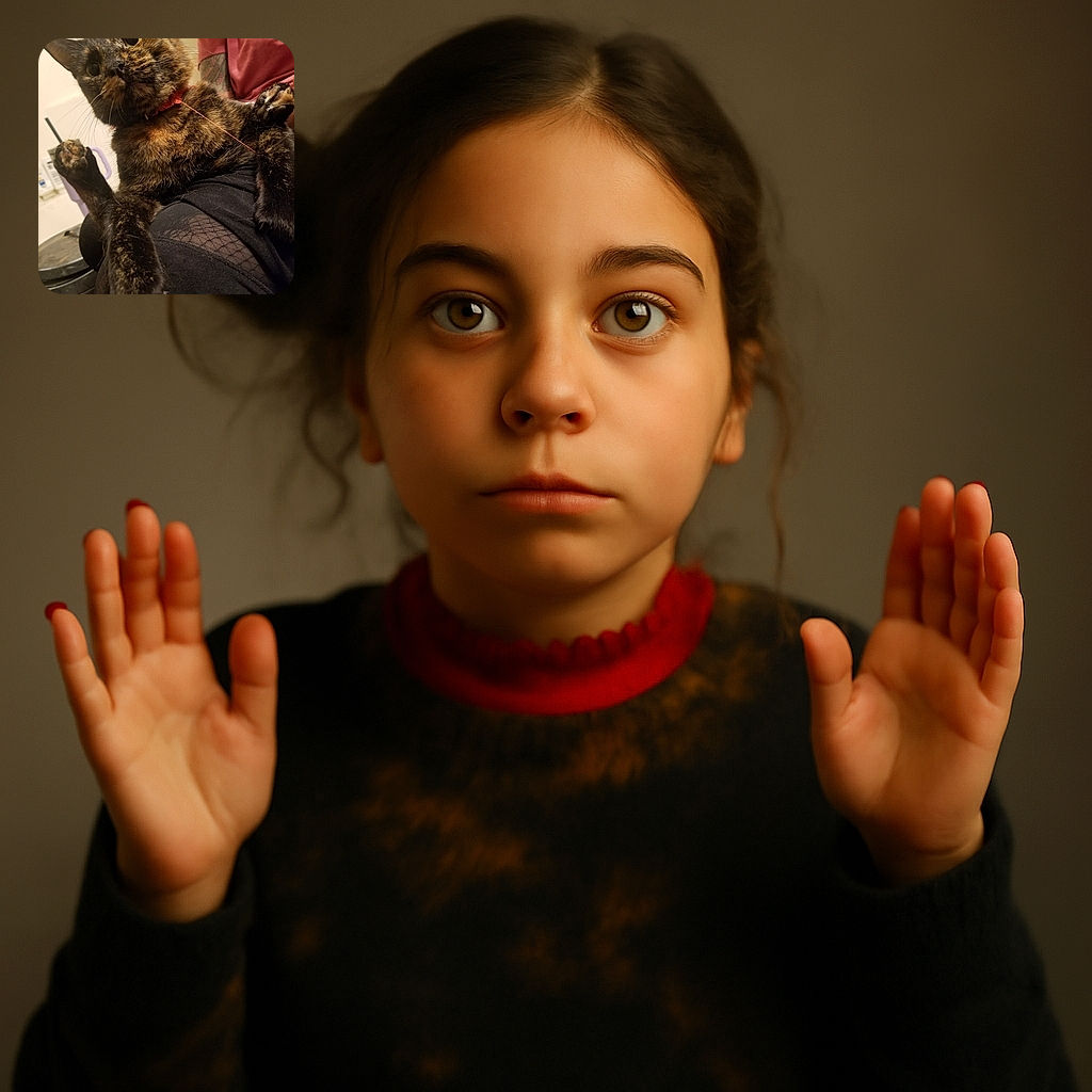 A curious tortoiseshell cat is lounging upside down on someone's lap, with wide eyes and paws playfully extended, while the person wearing a pink shirt and black pants provides a cozy perch.
