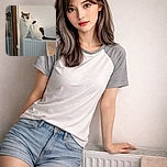 A white-and-gray cat perches like a tiny radiator supervisor, staring at the camera with wide curious eyes while its ghostly reflection peers back from the window — radiator, textured wall and a dangling plush toy complete the cozy domestic scene.