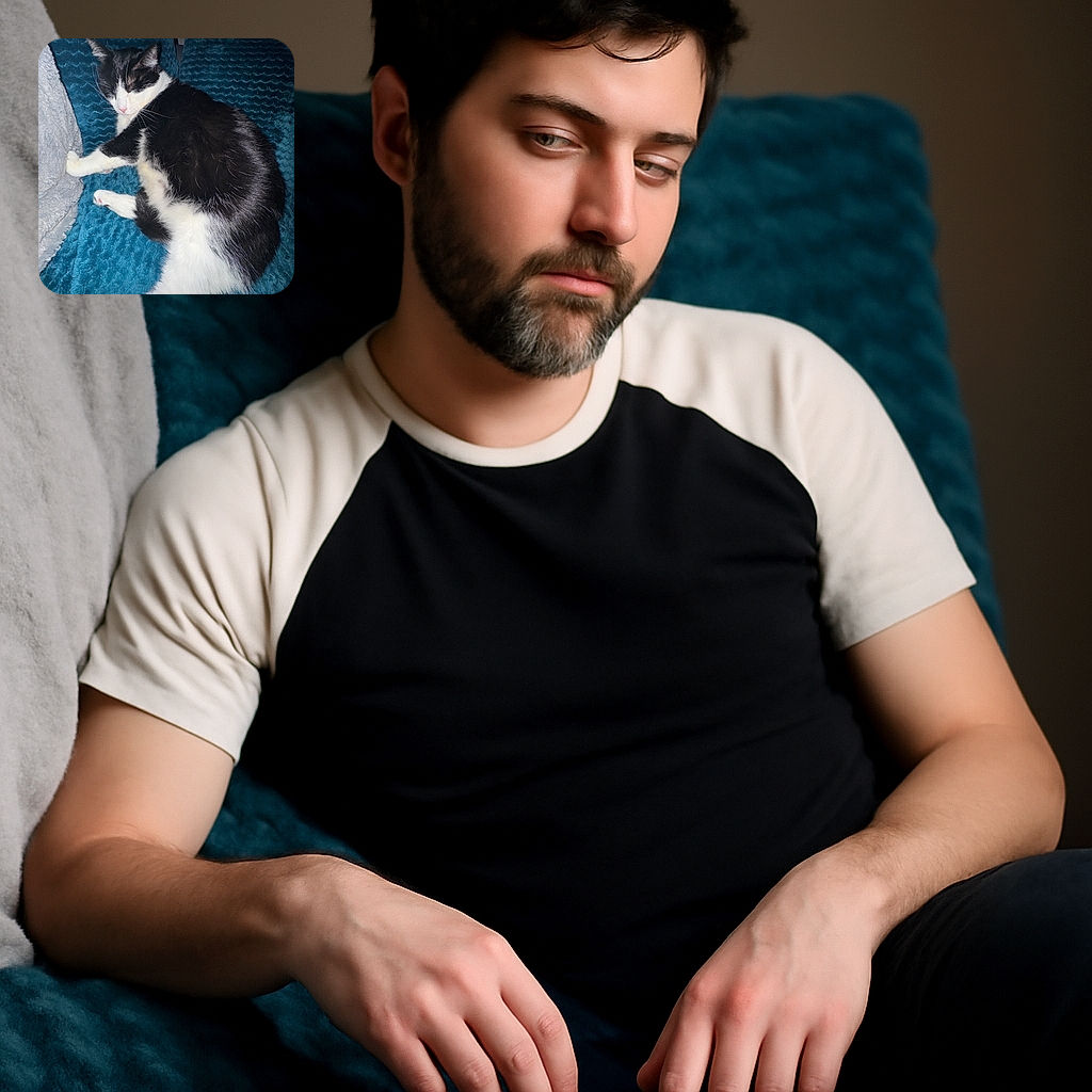 A cozy black and white cat is peacefully napping on a textured blue blanket, looking like the ultimate expert in relaxation with its eyes closed and body sprawled out comfortably.