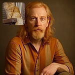 A majestic fluffy orange Maine Coon cat perched regally on a rustic cat tree, gazing intently with wise golden eyes, surrounded by cozy indoor textures and a hint of patterned wallpaper in the background.