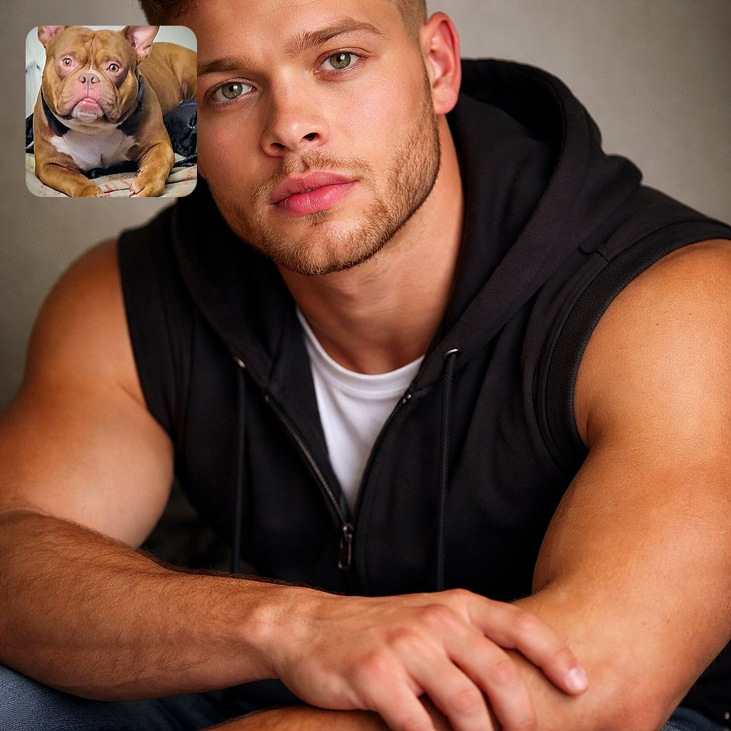 A squat, grumpy-looking bulldog stares straight at the camera like it's silently judging your snack choices — ears alert, wrinkled snout forward, tiny tongue peeking, sprawled comfortably on a blanket as if it owns the place.