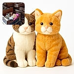 Two cozy cats snuggled together in a cardboard box lined with a pink blanket, surrounded by wooden crates and rustic wooden surfaces, creating a warm and homey atmosphere.