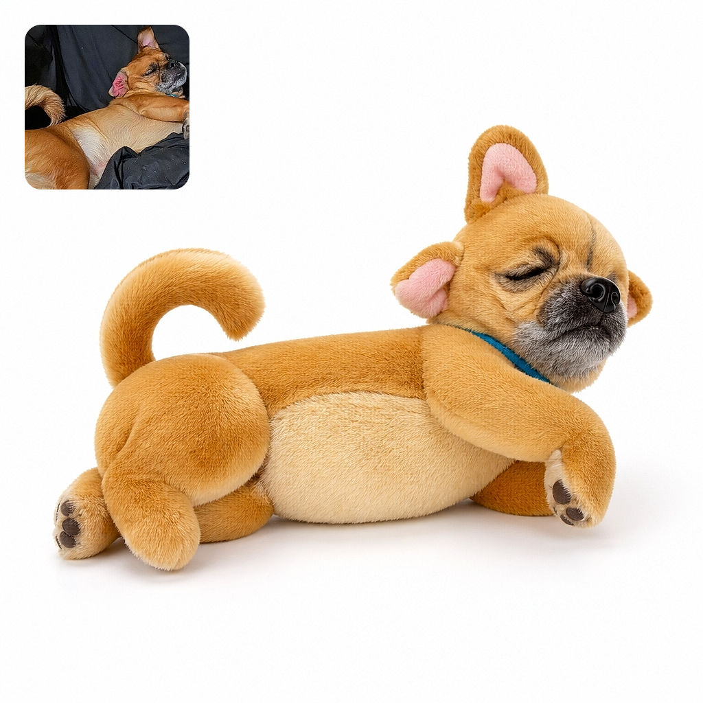 Two cuddly dogs are tangled together like a furry pretzel, with the sleepy little boxer-looking pup riding shotgun while the other dog’s curly tail forms a suspiciously perfect question mark.