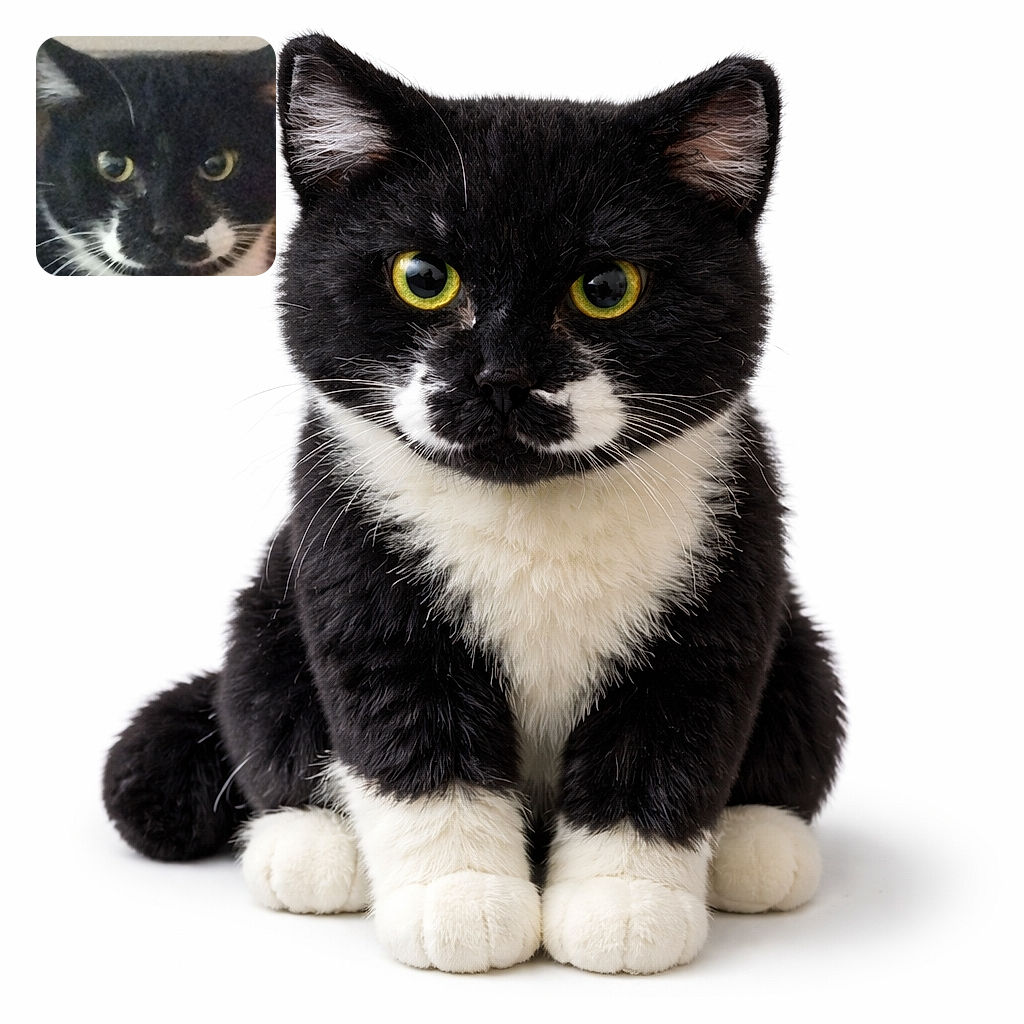 A close-up photo of a black and white cat with yellow eyes, slightly blurry and grainy, giving a mysterious and moody vibe as if the cat is plotting something sneaky.