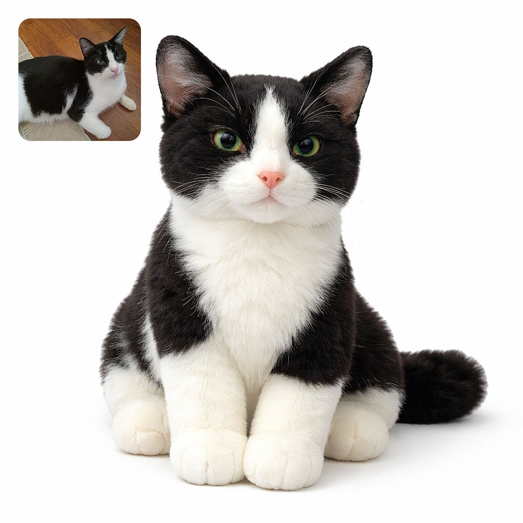 A relaxed tuxedo cat lounges on the floor giving an unimpressed, dignified stare — part model, part nap expert — with pink nose, green eyes and whiskers perfectly on display against the wood and tile.