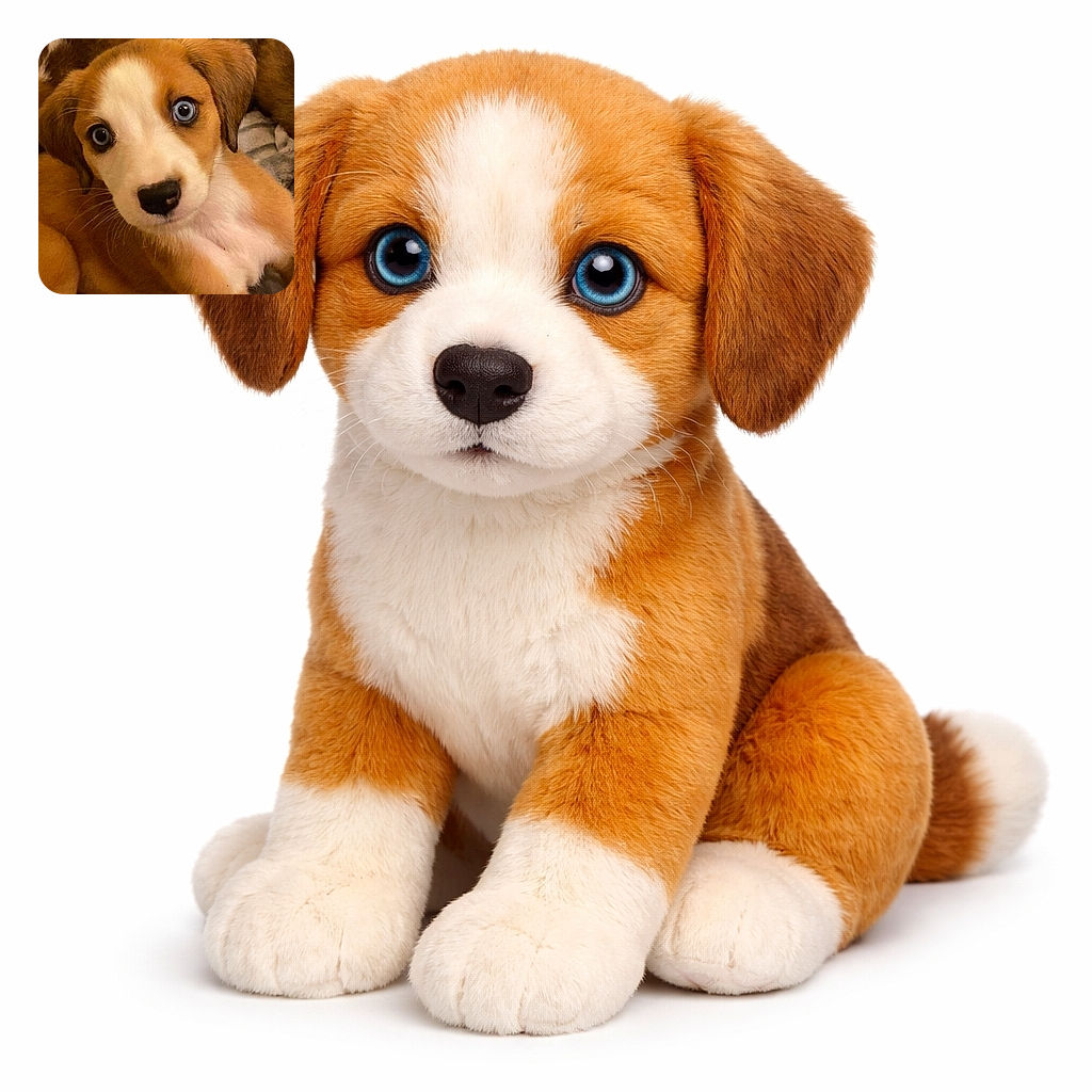 A wide-eyed puppy with striking blue eyes looks curiously at the camera while lounging on a soft blanket, surrounded by other puppies in a cozy indoor setting.