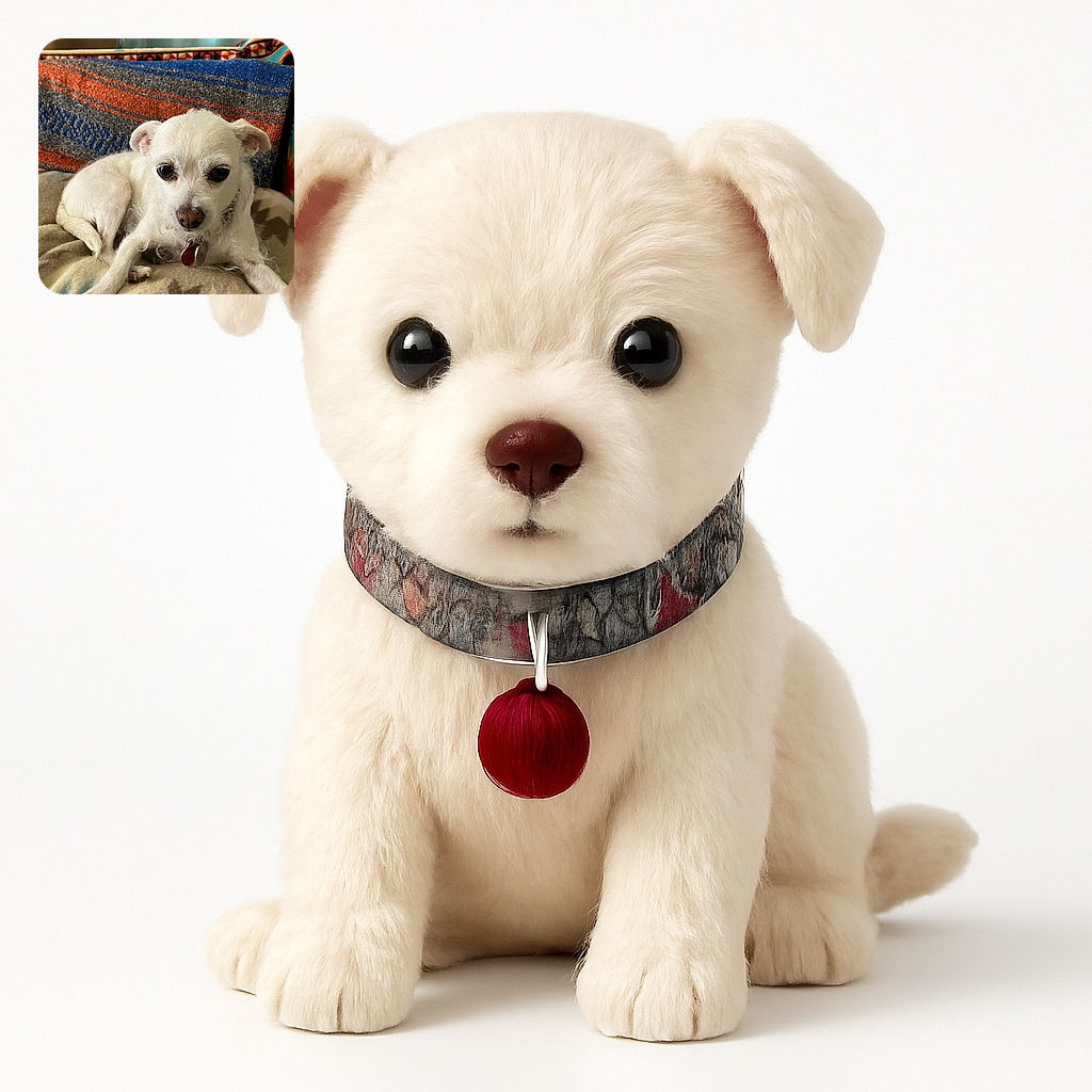 A small white dog lounges comfortably on a cozy blanket with a colorful woven textile in the background, giving off relaxed and adorable vibes with its big dark eyes and slightly tilted ears.