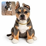 A handsome dog with large, expressive ears and a gold chain collar sits attentively on a tiled floor, looking straight at the camera with soulful eyes, as if ready to pose for a magazine cover.