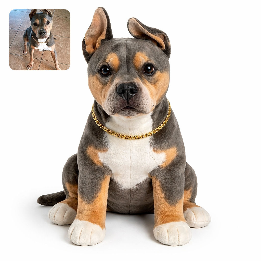 A handsome dog with large, expressive ears and a gold chain collar sits attentively on a tiled floor, looking straight at the camera with soulful eyes, as if ready to pose for a magazine cover.