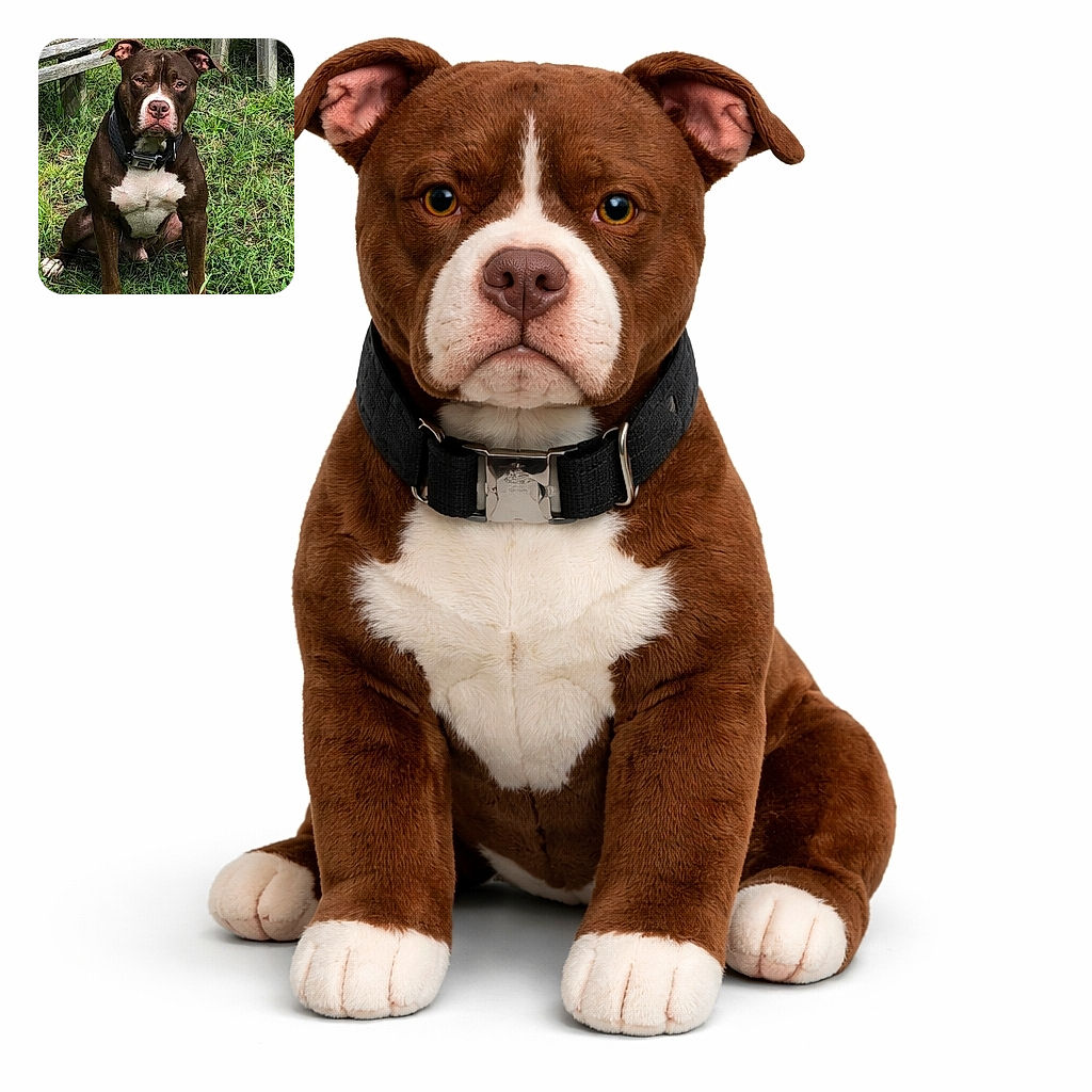 A serious-looking brown and white dog sits attentively on a grassy patch near a rustic wooden bench, giving off major 'guarding the yard' vibes with its focused gaze and strong posture.