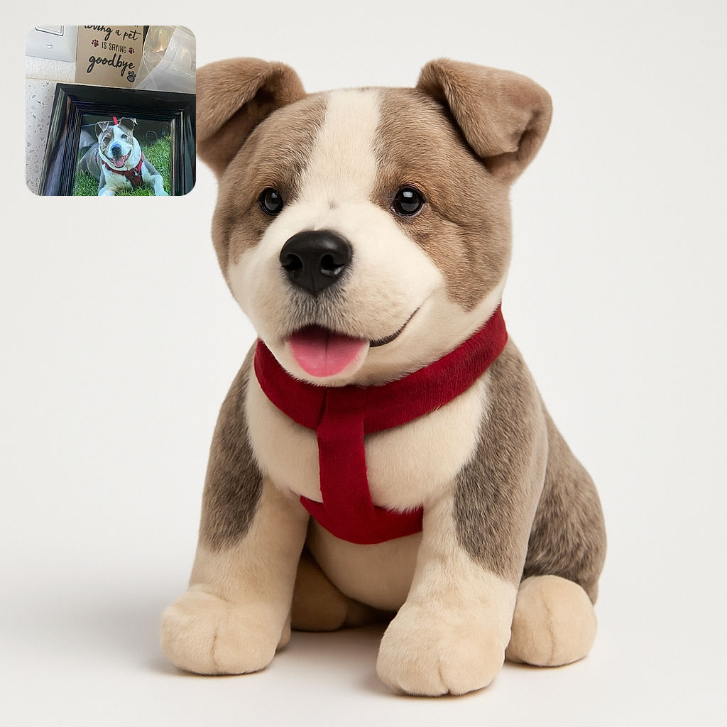 A heartfelt photo of a happy dog lying on grass, captured within a black frame resting on a countertop. Above the frame, a touching sign reads, 'The hardest part of loving a pet is saying goodbye,' adding an emotional backdrop to the scene.