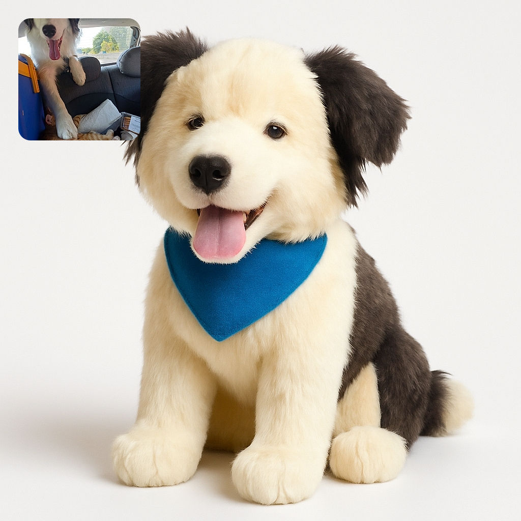 A joyful dog with its tongue out is playfully pawing at a relaxed orange tabby cat in the backseat of a car, surrounded by everyday items like a roll of paper towels and a snack container, with a sunny road scene visible through the rear window.