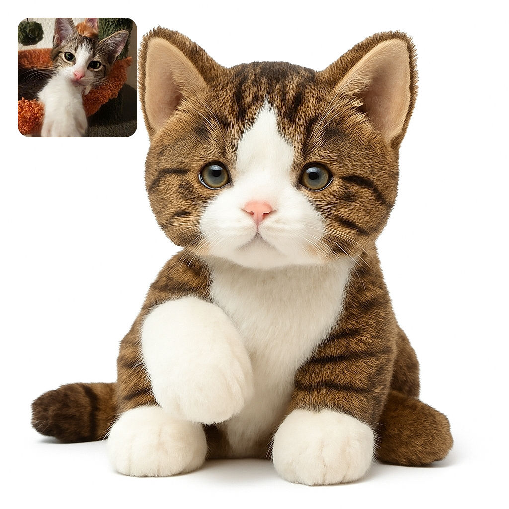 A curious kitten with big green eyes and a pink nose reaches out with its paw towards the camera, lounging comfortably in a cozy orange bed with a soft, textured background. Another orange kitten peeks from behind, adding a touch of playful mystery.