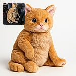 An orange tabby cat is sitting upright in a black office chair with a somewhat surprised or curious expression, looking like it just claimed the chair as its throne. The background shows some office or storage items, adding to the casual, candid vibe.