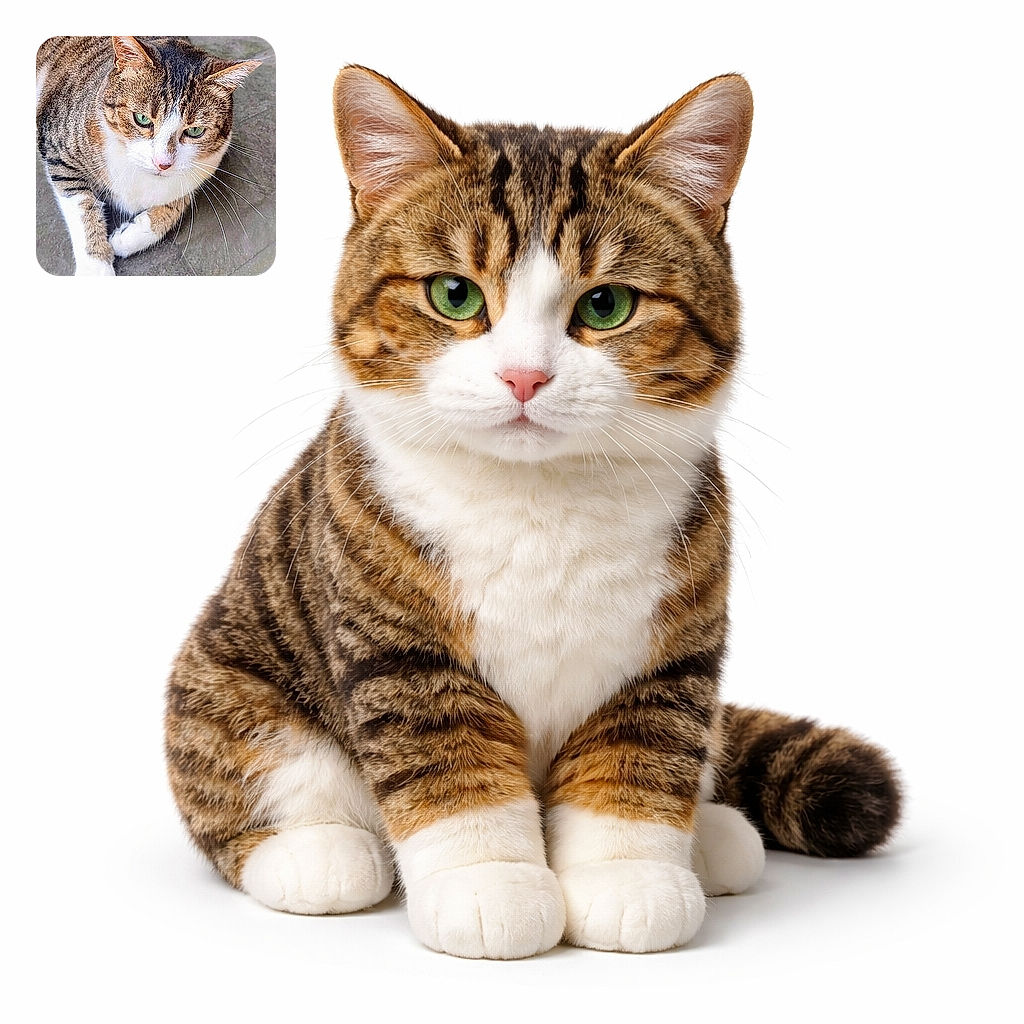 A close-up photo of a relaxed tabby cat with striking green eyes lounging on a textured surface, looking slightly off-camera with a calm and curious expression.