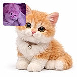 A fluffy kitten with big, curious eyes is nestled on a textured blanket. The image has a pinkish filter, and the phone lock screen overlay shows the time and date, slightly distracting from the adorable feline subject.