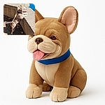 A muscular dog stands on its hind legs, leaning against a concrete ledge by a body of water, tongue out and eyes squinting in the bright sunlight, looking like it's contemplating a swim or just enjoying the warm day.
