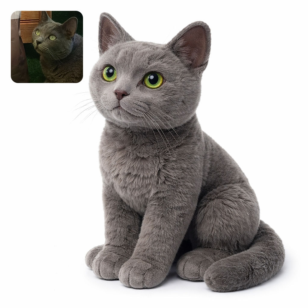 A serene gray cat with mesmerizing green eyes lounges on a patch of artificial grass, gazing upwards with curiosity. The cozy wooden furniture and a brown and white bag add a homey vibe to this peaceful indoor moment.