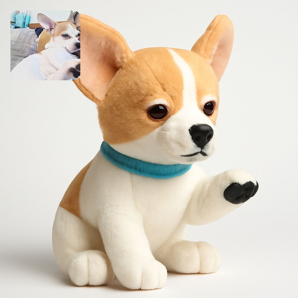 A close-up selfie of a person cuddling a small dog with large ears, both looking slightly sleepy or relaxed. The background shows a cozy indoor setting with various household items and a Starbucks cup. The dog's paw is prominently in the foreground, adding a cute and casual vibe.