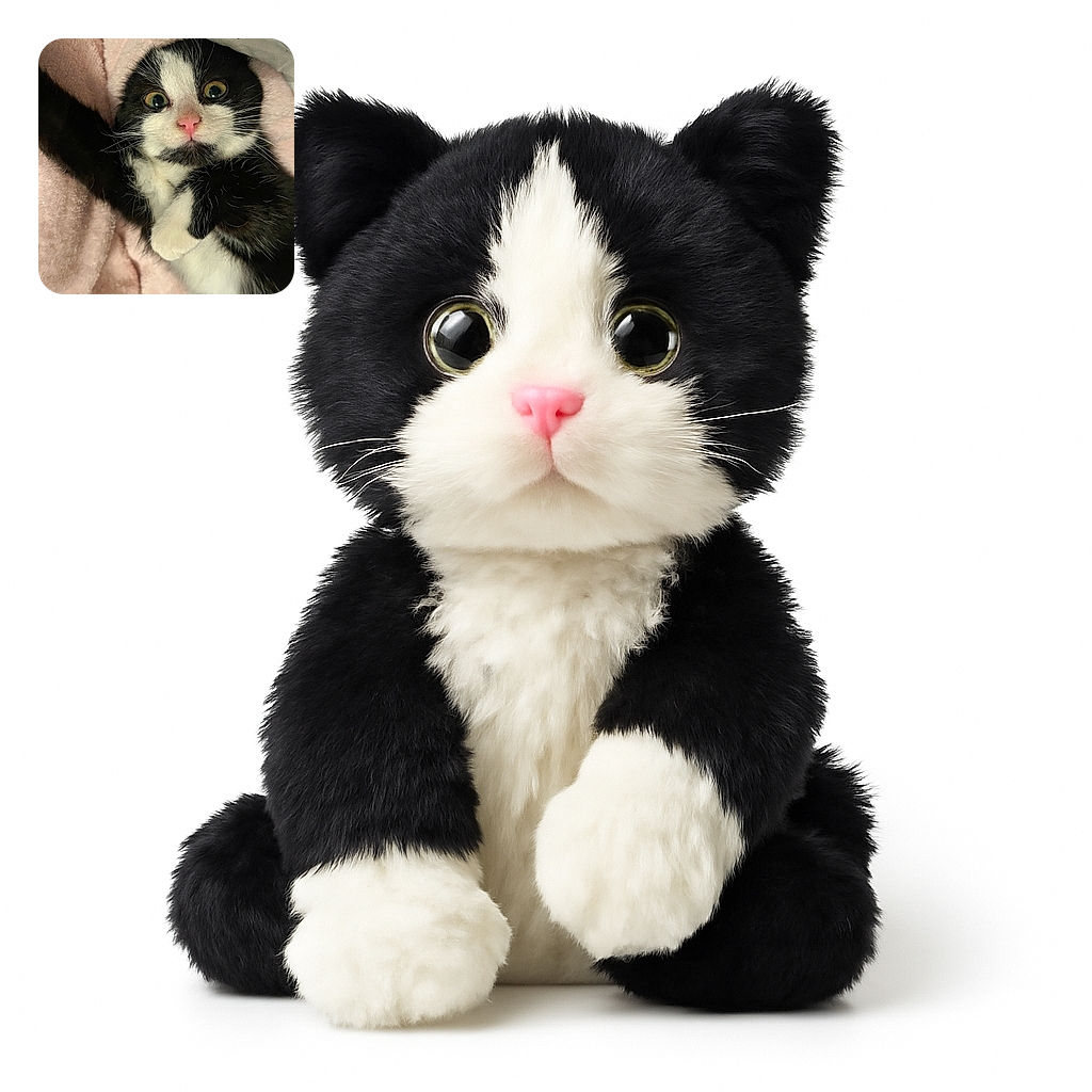 A wide-eyed black and white kitten lies on a soft pink blanket, looking adorably surprised with its paws curled up as if caught mid-stretch or mid-play.