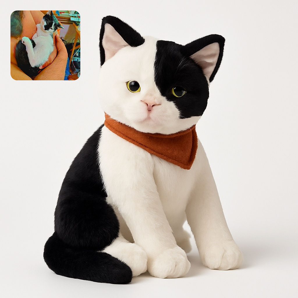 A cozy scene where a black and white cat is comfortably nestled in a person's arms, looking relaxed and slightly curious. The background is a bit cluttered with household items, but the focus remains on the affectionate bond between human and feline.