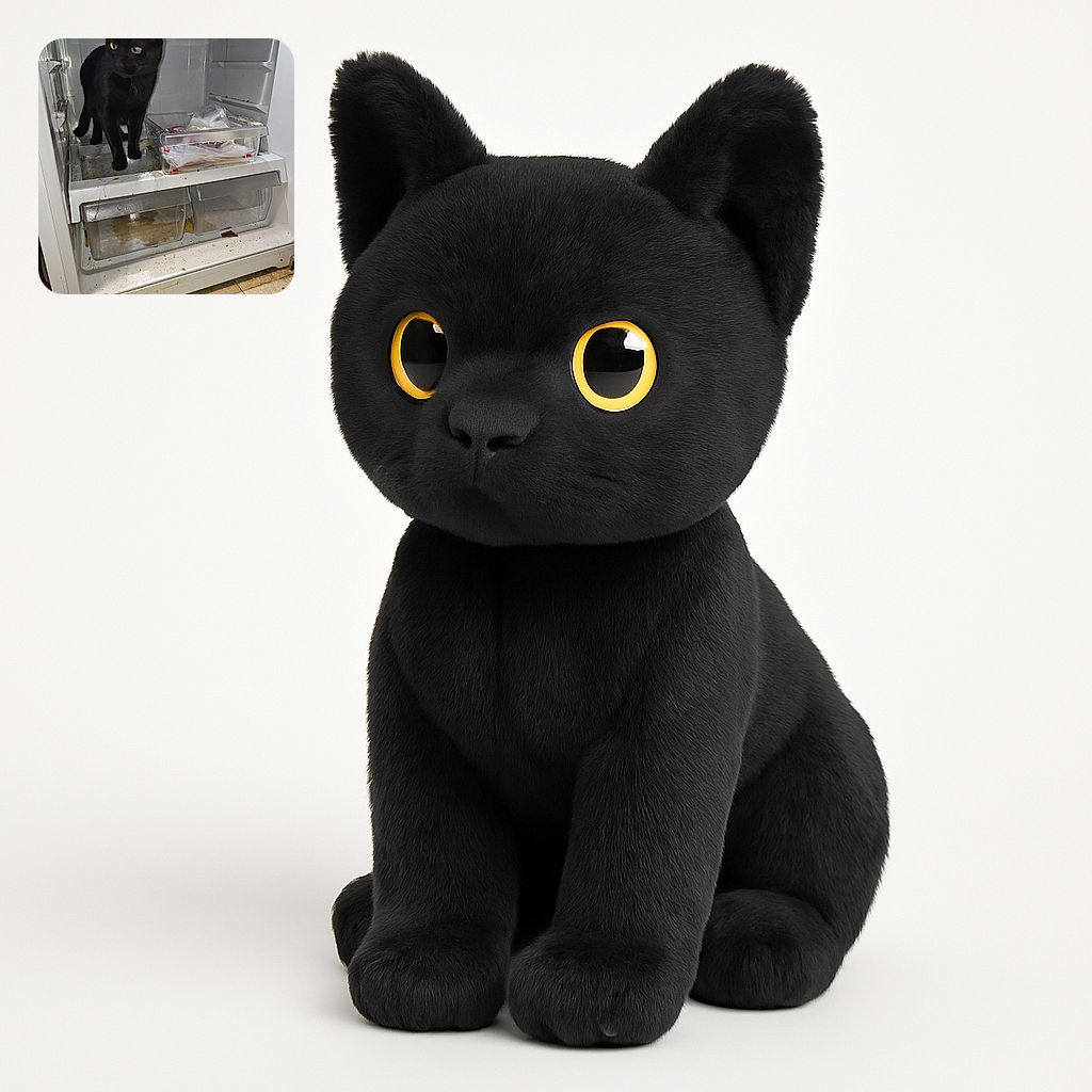 A curious black cat explores the inside of a messy refrigerator, looking slightly confused about the chilly new territory. The fridge shelves are cluttered and stained, adding a humorous touch to the feline's unexpected adventure.