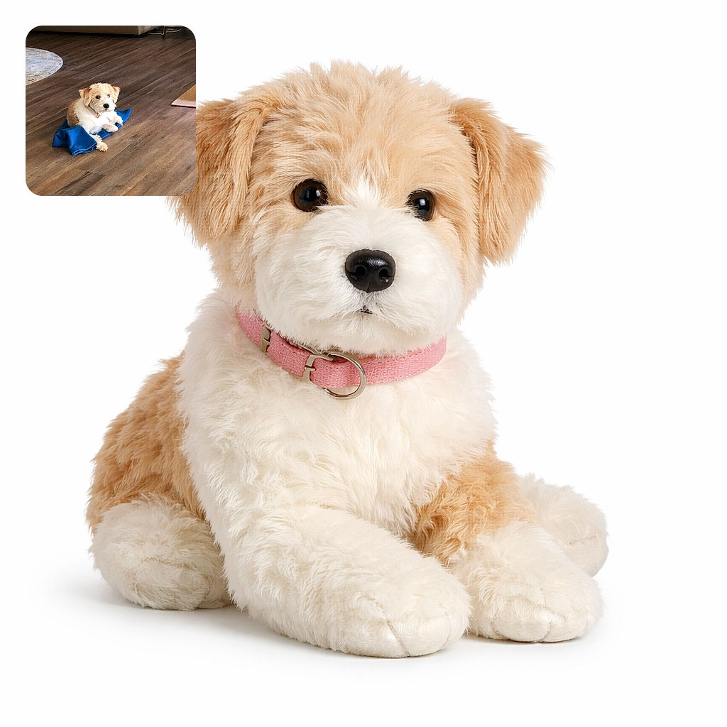 A scruffy little dog has claimed a bright blue blanket as its royal throne on the hardwood floor, giving the camera a calm, mildly accusatory stare as if to say 'this is mine now.' Cozy living-room vibes and tiny paws included.