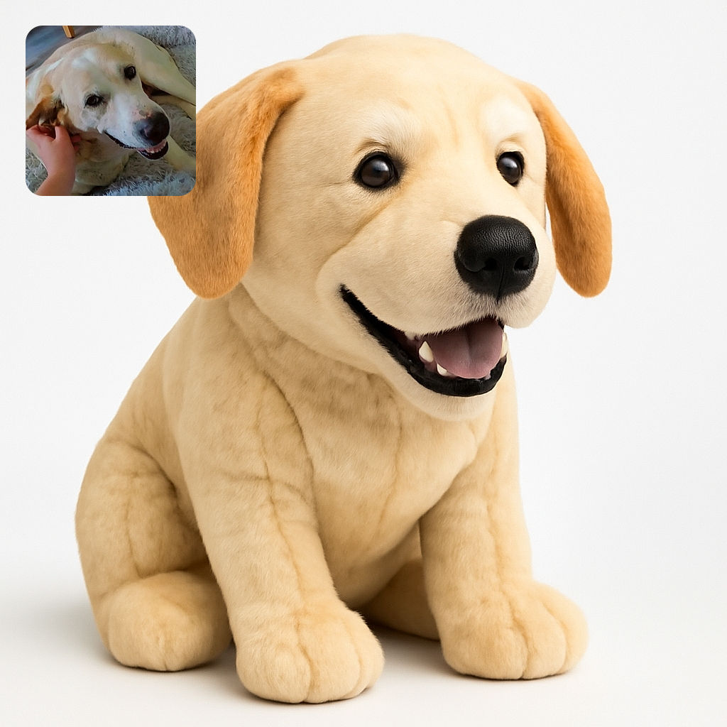 A happy dog lying on a fluffy rug, being gently scratched behind the ear by a human hand, looking content and smiling with a cozy indoor setting including chairs and a wooden floor in the background.