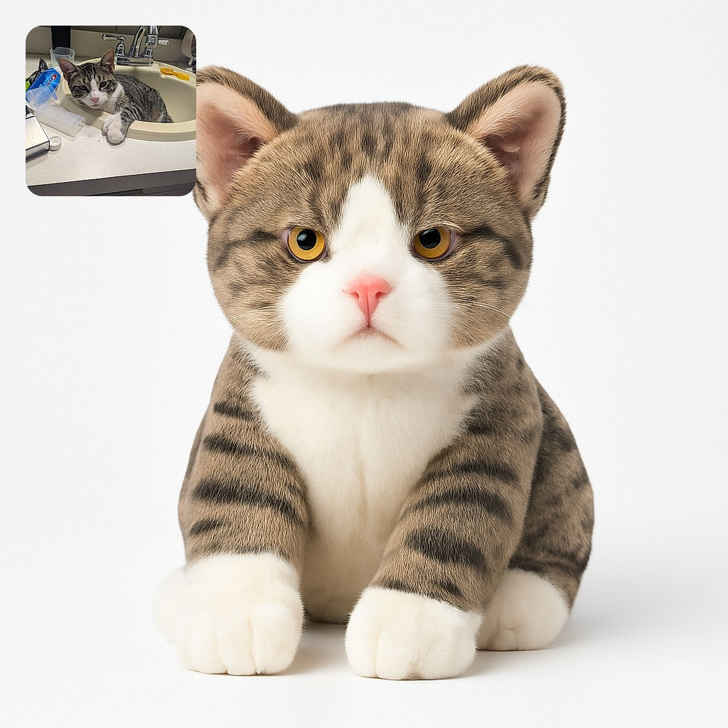 A curious tabby cat lounges comfortably in a bathroom sink, one paw draped over the edge, surrounded by everyday bathroom items like toothpaste, a soap dispenser, and a pair of glasses. The cat's expression is a mix of relaxed and slightly inquisitive, making it look like the king of the sink domain.