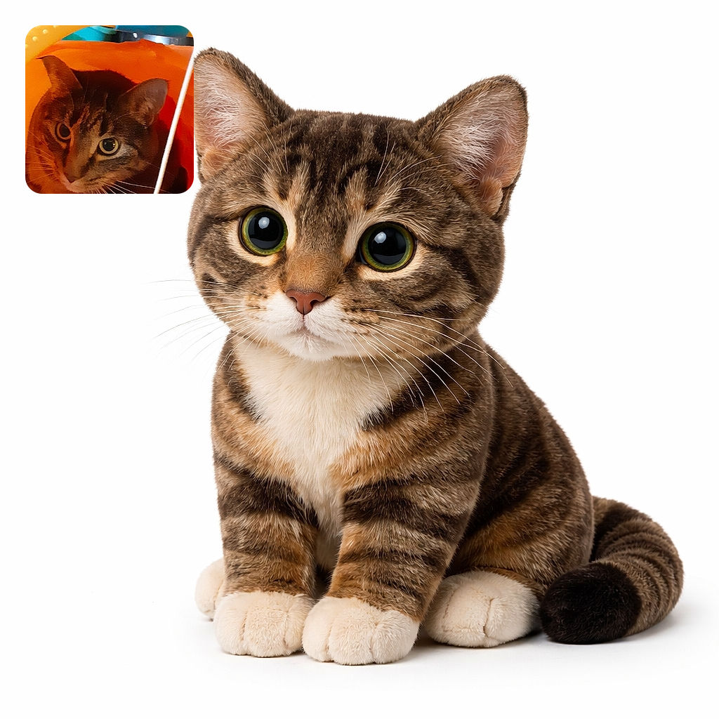 A curious tabby cat is nestled inside a bright orange bucket with a colorful handle, eyes wide and focused on a dangling toy just out of reach, ready to pounce or play at any moment.